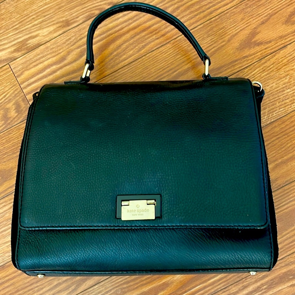 Kate Spade black leather and black suede purse